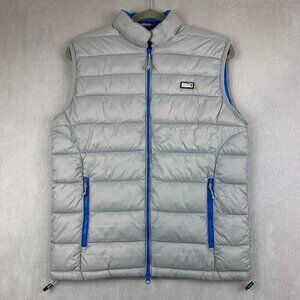 Johnnie-O Mens Hudson Vest Small Light Gray Full Zip Sleeveless Puffer Nylon